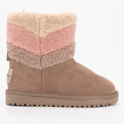 Bottines cuir taupe avec effet moutonné coloré Enfant PEPE JEANS