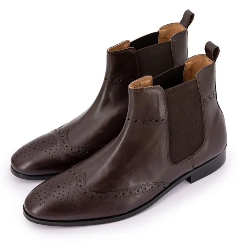 Bottines en cuir chelsea avec élastique marron Homme CHRISTIAN LAURIER