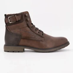Bottines fourrées cognac à lacets avec zip Homme TOM TAILOR