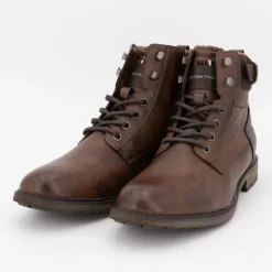 Bottines fourrées cognac à lacets avec zip Homme TOM TAILOR