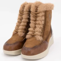 Bottines fourrées marron compensées à lacets Femme AMARPIES