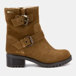 Bottines Lynette style motard camel en cuir Femme LES TROPEZIENNES PAR M.BELARBI