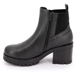 Bottines noires à talon crantées zip sur le côté élastiquées en arrière Femme DOCKERS BY GERLI