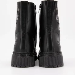 Bottines noires broderie fleurs à lacets Femme DOCKERS BY GERLI