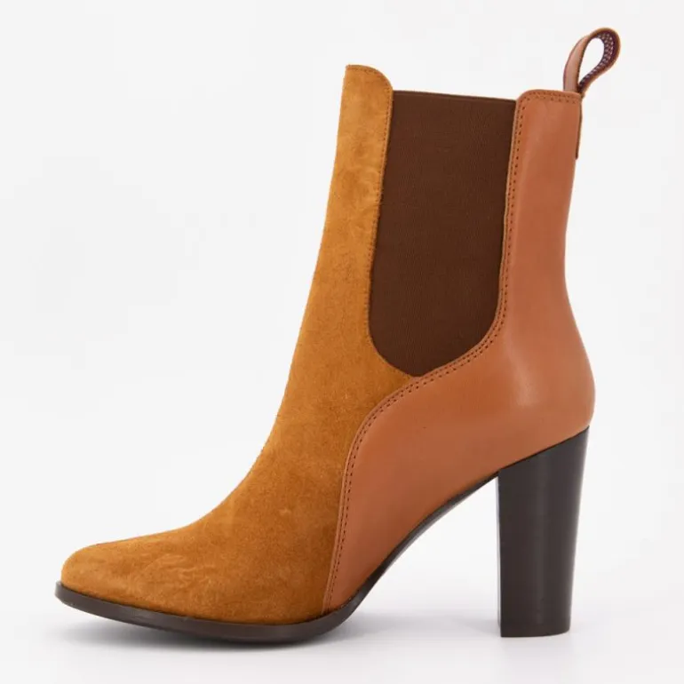 Bottines noires talons hauts bi matière daim cuir lisse Femme SCOTCH AND SODA