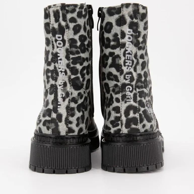 Bottines track à poils imprimé léopard à lacets Femme DOCKERS BY GERLI