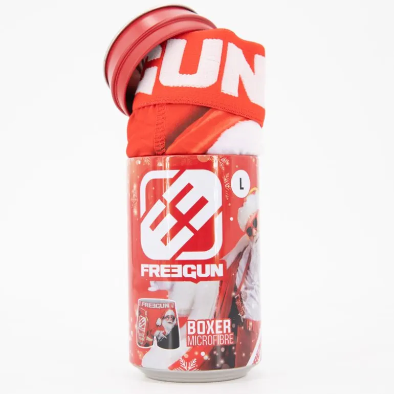 Boxer imprimé Père Noël microfibre avec coffret canetteHomme FREEGUN
