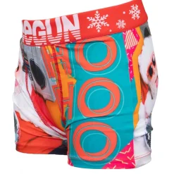 Boxer microfibre stretch imprimé Père Noël avec radio coffret canette Enfant FREEGUN