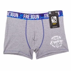 Boxer motif graphique surpiqures bleues Homme FREEGUN