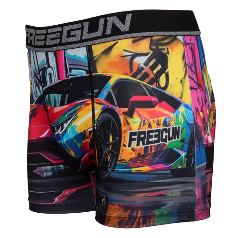 Boxer multicolor imprimé voiture et grafiti Homme FREEGUN