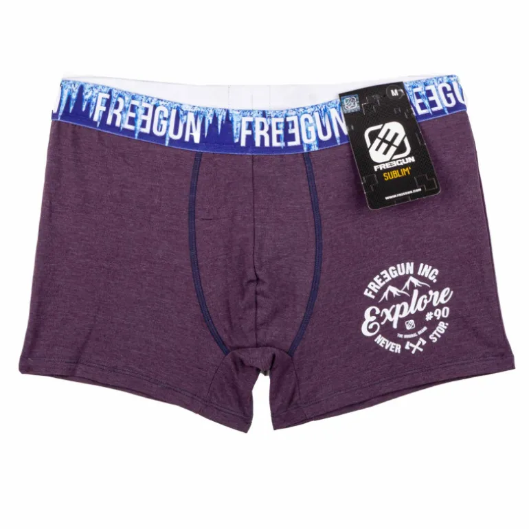 Boxer violet élastique imprimé glace Homme FREEGUN