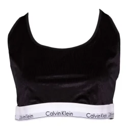 Brassière de sport noire velours milleraies avec élastique blanc Femme CALVIN KLEIN