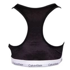 Brassière de sport noire velours milleraies avec élastique blanc Femme CALVIN KLEIN