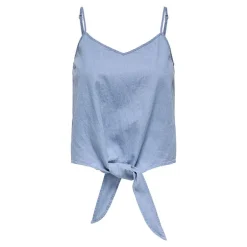 Caraco denim col V à fines bretelles à nouer Femme ONLY