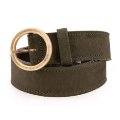 Ceinture cuir de vache daim boucle doré cercle Femme DOCKERS