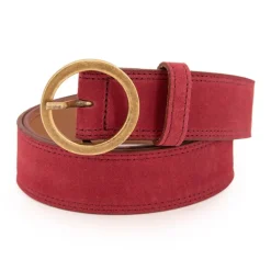 Ceinture cuir de vache daim boucle doré cercle Femme DOCKERS