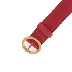 Ceinture cuir de vache daim boucle doré cercle Femme DOCKERS