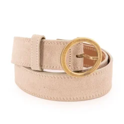 Ceinture cuir de vache daim boucle doré cercle Femme DOCKERS