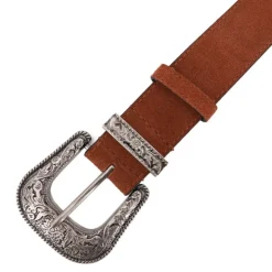 Ceinture en cuir western boucle argentée à motifs gravés Femme DEELUXE 74