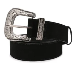 Ceinture en cuir western boucle argentée à motifs gravés Femme DEELUXE 74