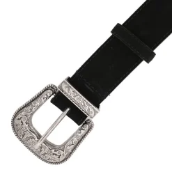Ceinture en cuir western boucle argentée à motifs gravés Femme DEELUXE 74