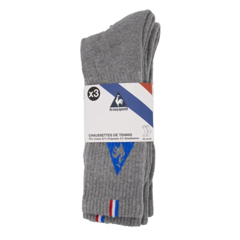 Chaussettes de tennis lot de 3 paires blanches Homme LE COQ SPORTIF