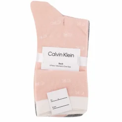 Chaussettes mi-haute liseré blanc logo imprimé lot x4 rose/gris Femme CALVIN KLEIN