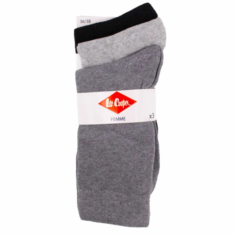 Chaussettes unies lot x3 coton stretch Femme LEE COOPER