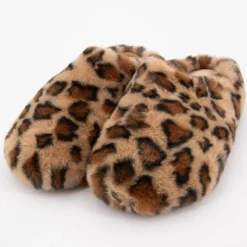 Chaussons à poils imprimé léopard Femme KELARA