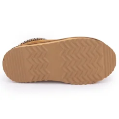 Chaussons en cuir effet daim fourrés liseré cheville Femme KELARA