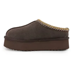 Chaussons en cuir effet daim fourrés liseré cheville Femme KELARA