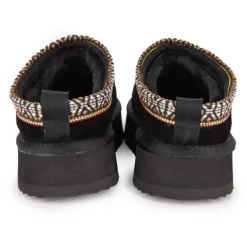 Chaussons en cuir effet daim fourrés liseré cheville Femme KELARA