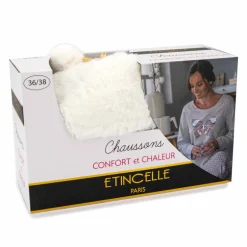 Chaussons fausse fourrure pompon antidérapant Claire Femme ETINCELLE