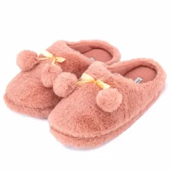 Chaussons fausse fourrure pompon antidérapant Claire Femme ETINCELLE