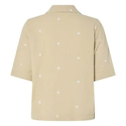 Chemise brodée beige en gaze de coton Femme PIECES
