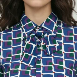 Chemise col avec ruban à nouer imprimé graphique malijai Femme LES TROPEZIENNES PAR M.BELARBI