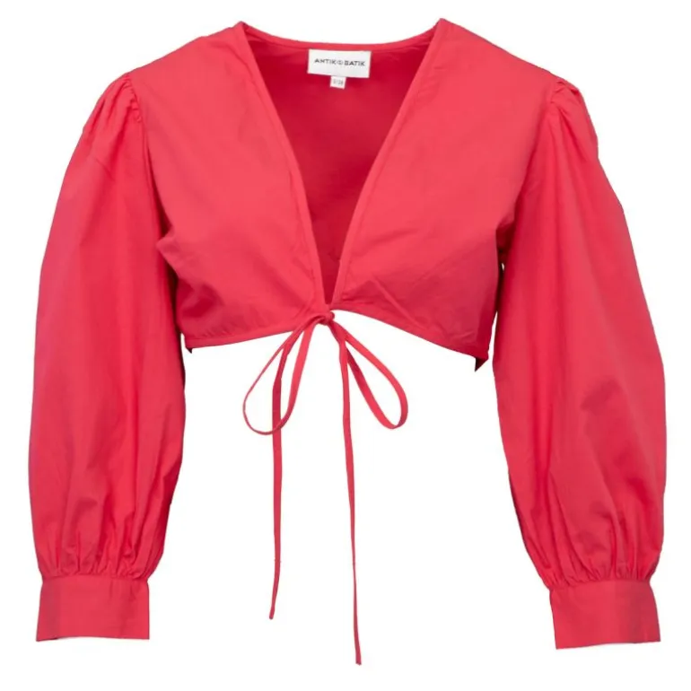 Chemise crop karo décolleté V couleur unie Femme ANTIK BATIK