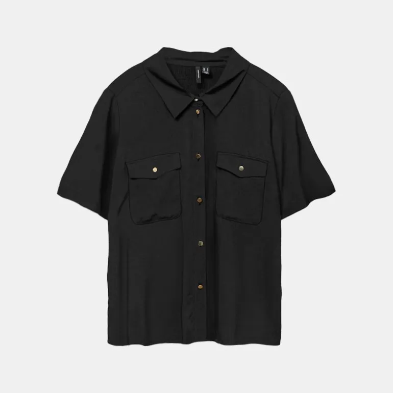 Chemise légère easy noire à poches Femme VERO MODA