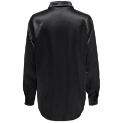 Chemise longue noire effet soie Femme ONLY