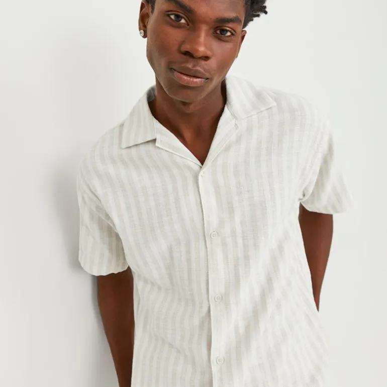 Chemisette cabana à rayures tissu sergé Homme JACK & JONES