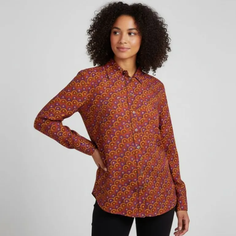 Chemisier imprimé retro orange et violet esmael Femme LA PETITE ETOILE