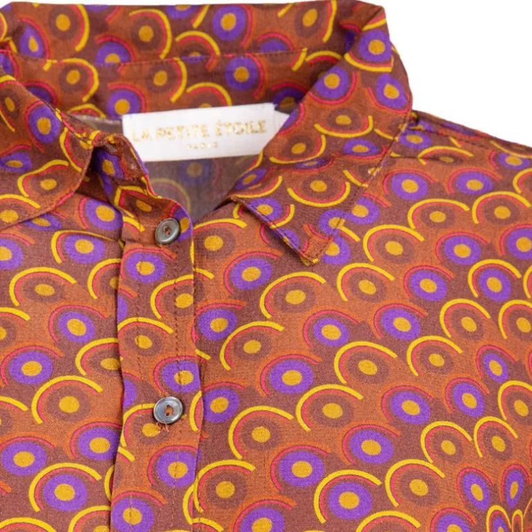 Chemisier imprimé retro orange et violet esmael Femme LA PETITE ETOILE