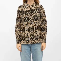 Chemisier noire imprimé éthnique beige paula Femme DEELUXE 74