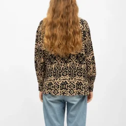 Chemisier noire imprimé éthnique beige paula Femme DEELUXE 74