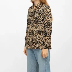 Chemisier noire imprimé éthnique beige paula Femme DEELUXE 74