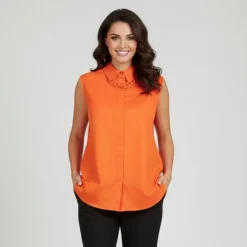 Chemisier uni manches courtes avec collier Femme IMPERIAL