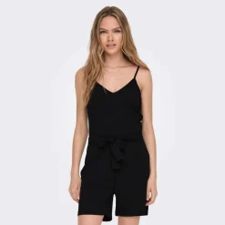 Combishort col v bretelles réglables ceinture uni Femme JDY