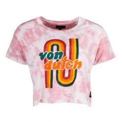 Crop top rose tie&dye logo poitrine Femme VON DUTCH
