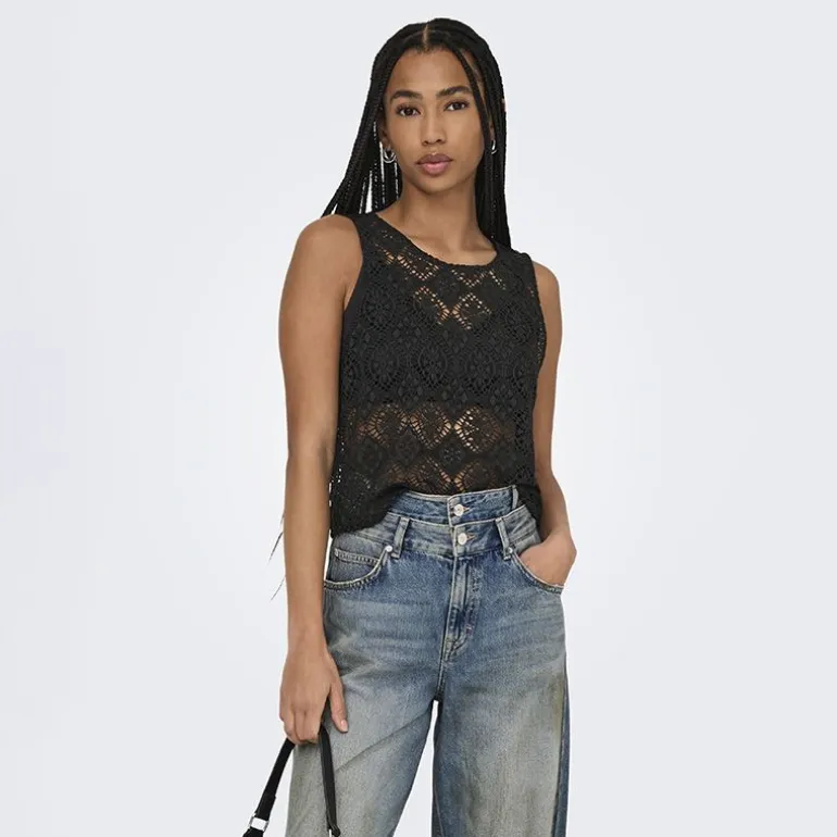 Débardeur à dentelle eva col rond regular Femme JDY