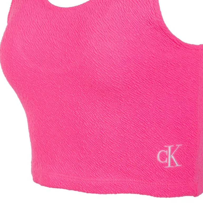 Débardeur crop top rose fushia Femme CALVIN KLEIN